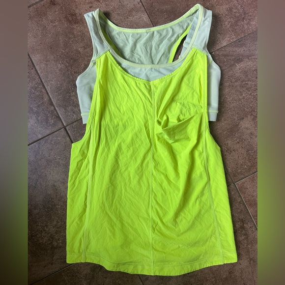 Lululemon tank tankini top medium yellow adjustable straps - Picture 3 of 5